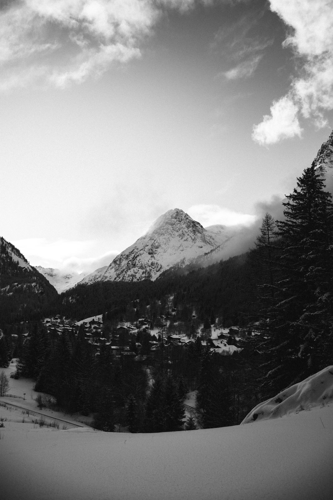 vallee vallorcine noir et blanc photographie